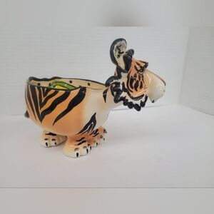 Vintage Lynda Cornielle Painted Wslter The Tiger Bowl Or Planter